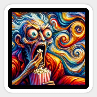 Scream for Popcorn: Humorous National Popcorn Day Sticker